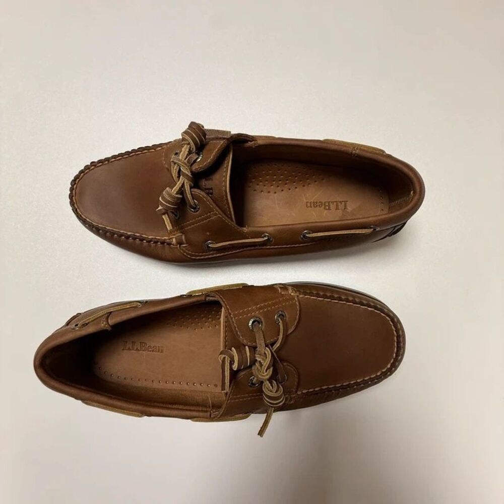 LL Bean Casco Bay Boat Shoe Moc Brown Leather Men's 9 EE